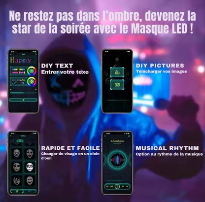 MASQUE AFFICHAGE LED - Modèle Premium