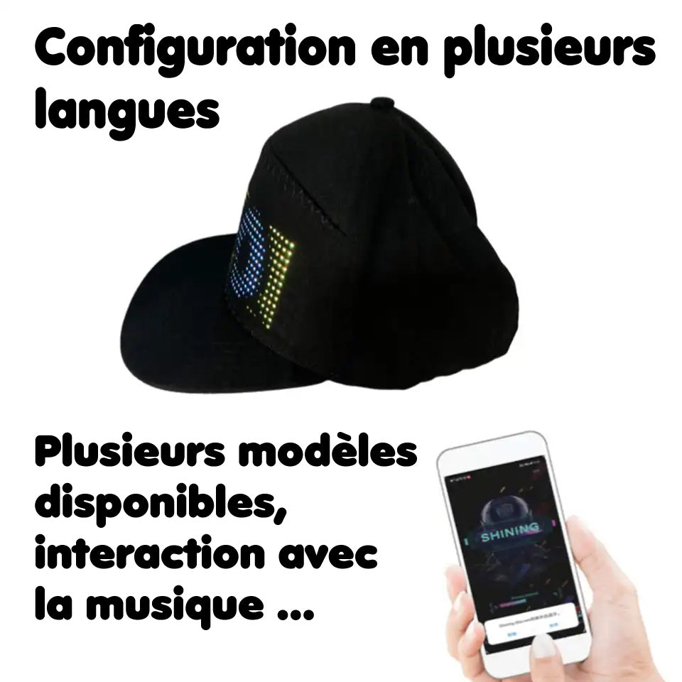 Casquette grand écran LED - Tarif dégressif jusqu'à 25€ par 10 unité