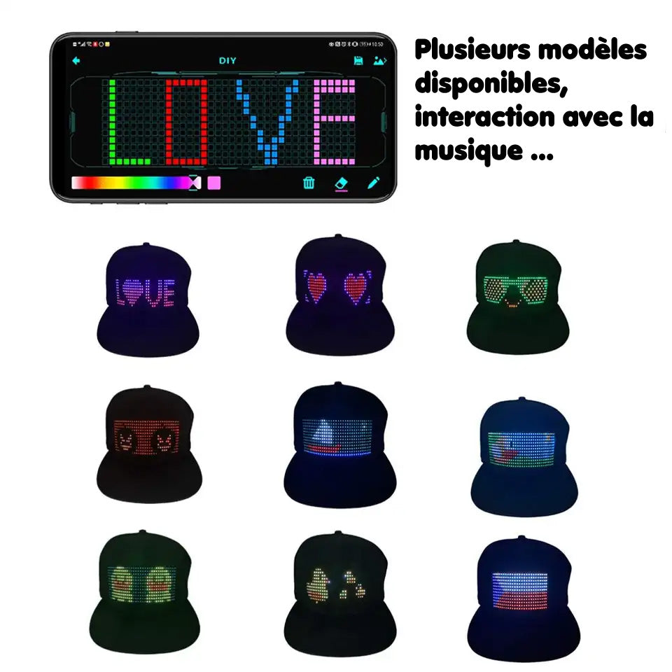 Casquette grand écran LED - Tarif dégressif jusqu'à 25€ par 10 unité